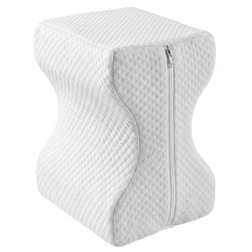 Bambi Contoured Memory Foam Knee Pillow positioned between knees for support