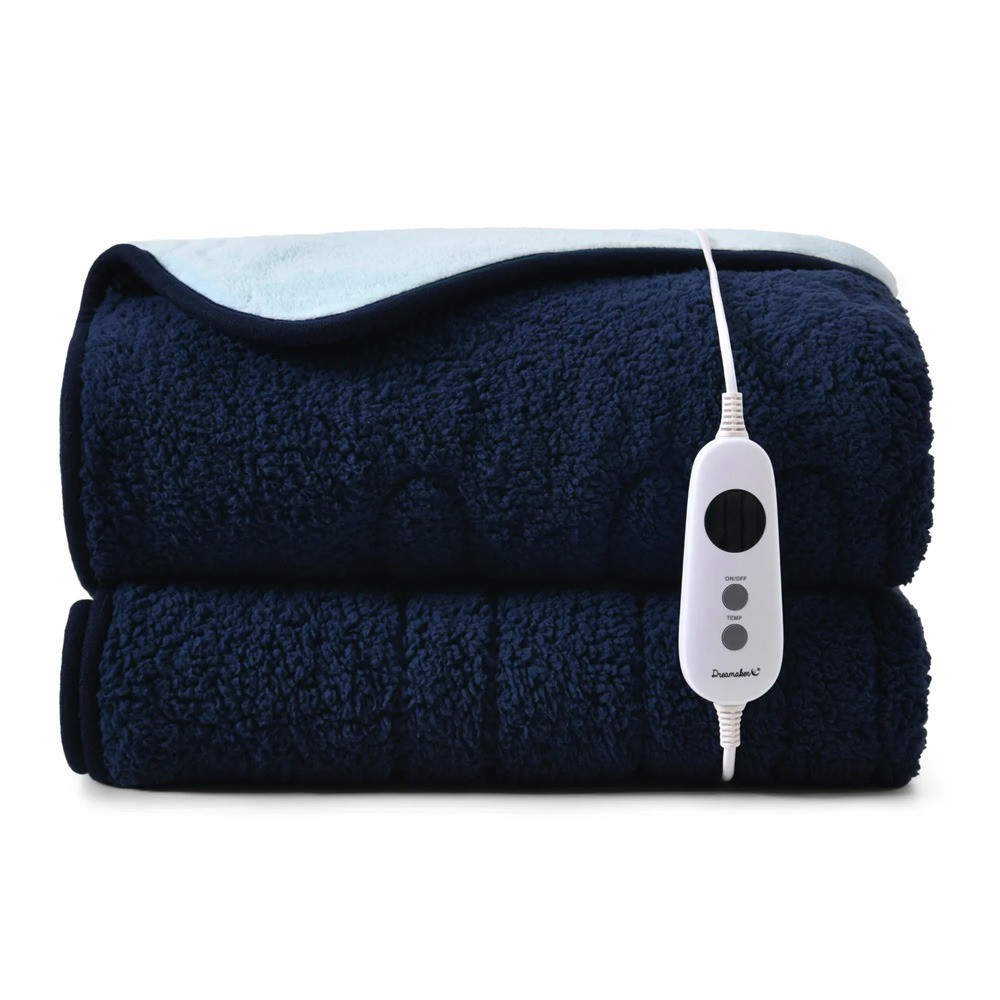 Dreamaker Eve Reversible Sherpa & Coral Fleece Heated Throw Pillowcases