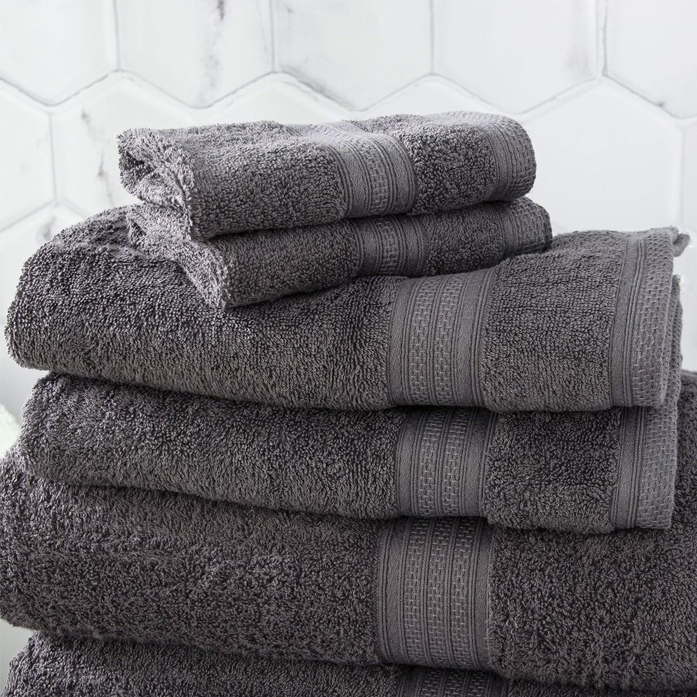 Renee Taylor Stella Super Soft Bamboo Cotton Bath Towels Charcoal