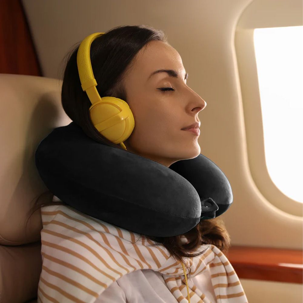 Royal Comfort Memory Foam Travel Neck Pillow Black