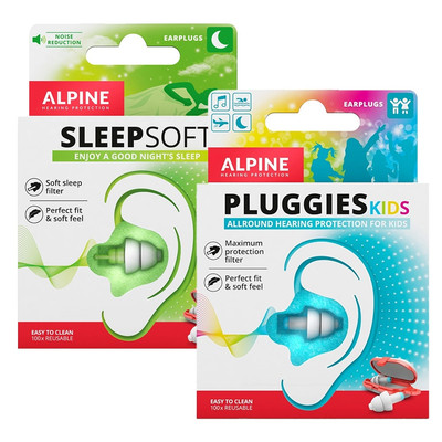 Alpine SleepSoft and Pluggies Kids Reusable Ear Plugs Combo