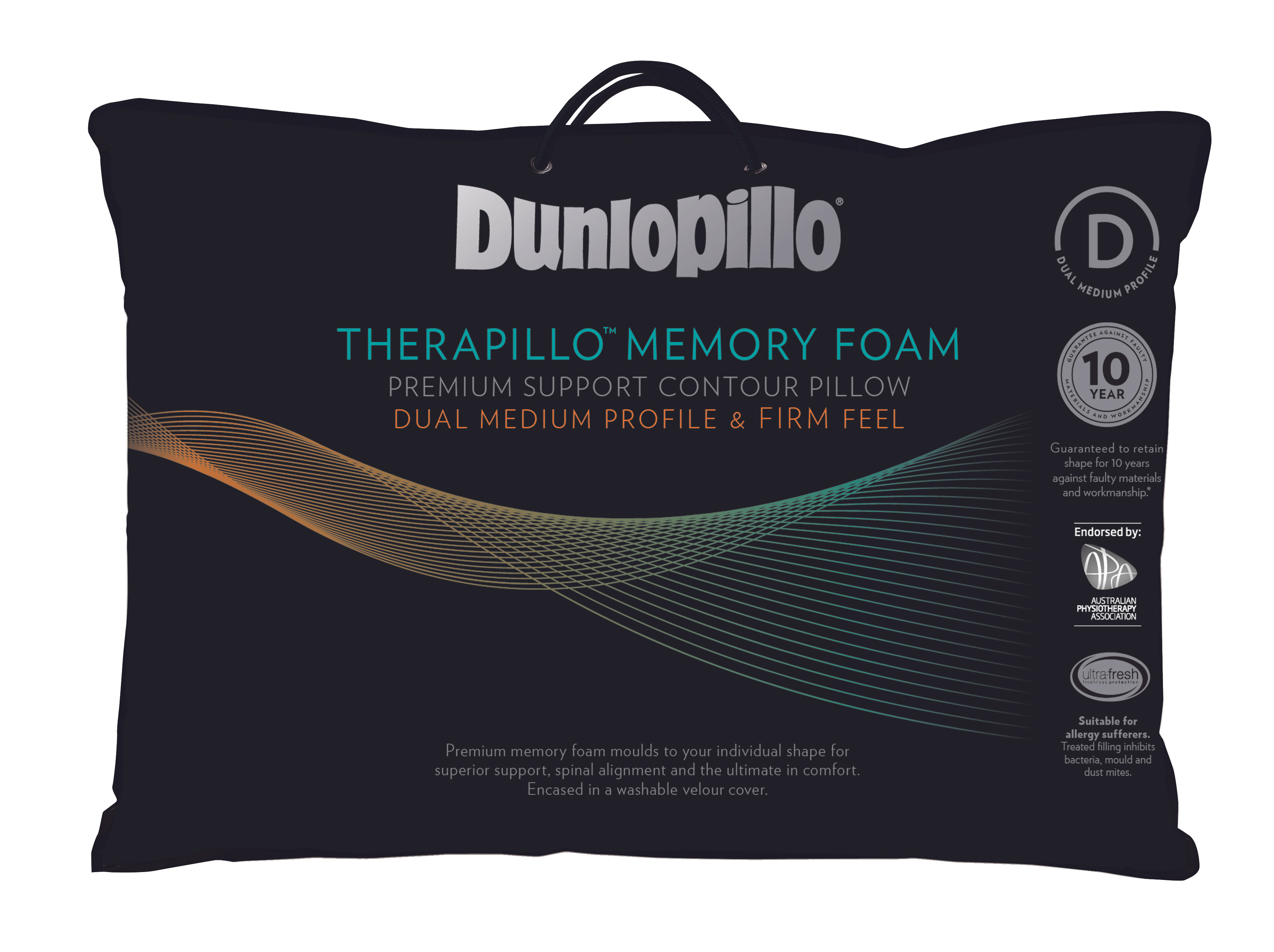 Dunlopillo Premium Memory Foam Pillow Contoured High Profile