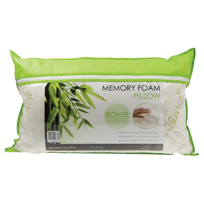 Essentially Home Living Memory Foam Pillow with Bamboo Cover