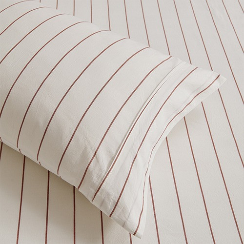 Dreamaker Rumi Sheet Set White with Rust Stripe