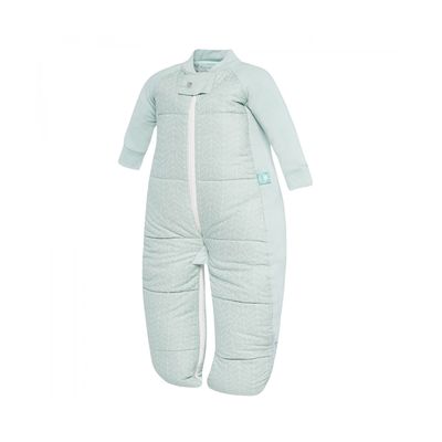 ErgoPouch Organic Cotton Sleep Suit Bag 3.5 Tog Mint Leaves on Baby