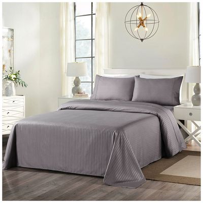 Royal Comfort Blended Bamboo Sheet Set with Stripes - Queen Silver