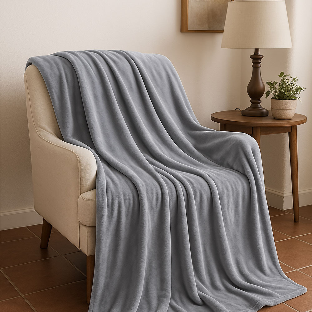 Jason Super Soft Micro Fleece Blanket Silver Lifestyle
