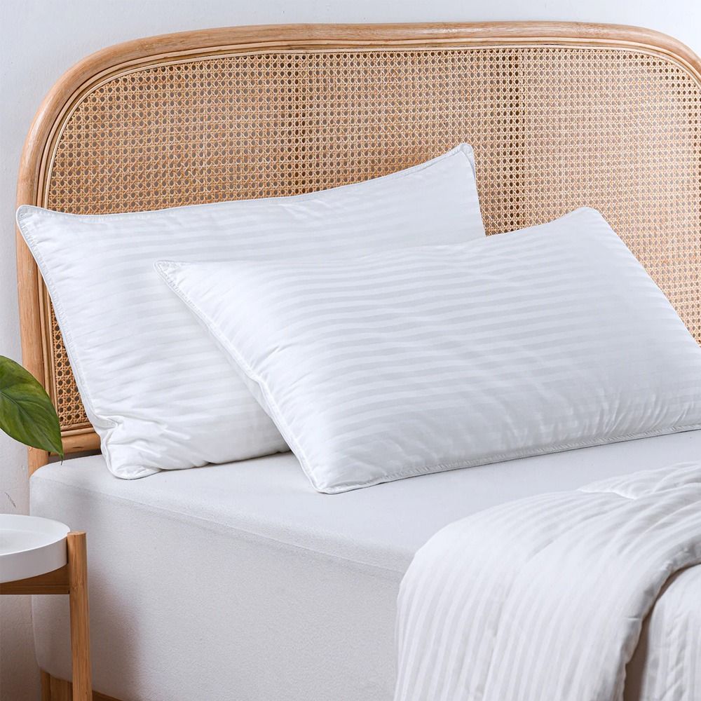 Dreamaker Hotel Collection Cotton Sateen Cover Microfibre King Pillow Twin Pack