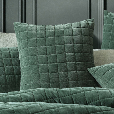 Logan and Mason Apollo Velvet Square Quilted Square Cushion Cilantro