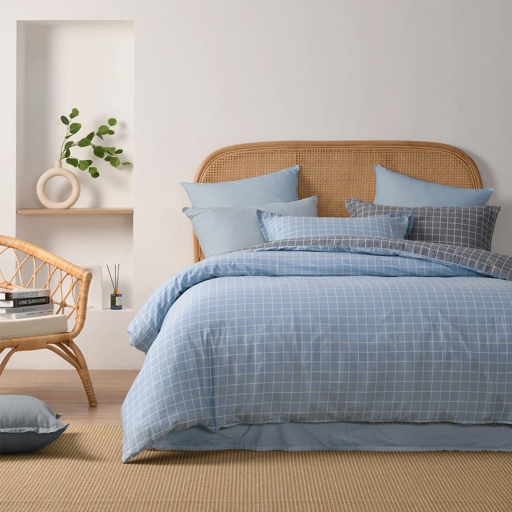 Dreamaker Luca 100% Cotton Reversible Quilt Cover Set Single Bed
