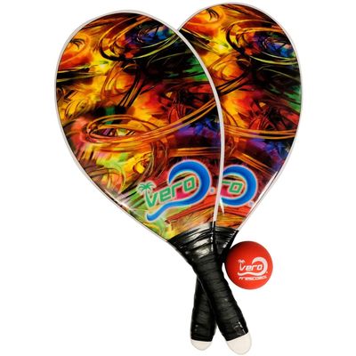 Vero Frescobol Orange Burst Paddleball Racquet Set