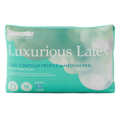 Dunlopillo Luxurious Latex Pillow Contour Dual Profile and Medium Feel Packaging