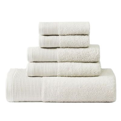 Cloud Linen Retreat Antimicrobial 6 Piece Cotton Tencel Bath Towel Set Ivory Thumbnail