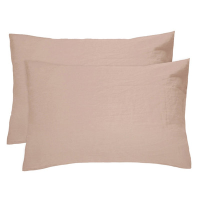 Bambury French Flax Linen Pillowcase Twin Pack Tea Rose