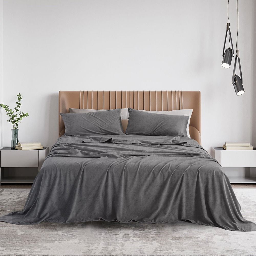 Royal Comfort Polar Fleece Flannel Sheet Set Charcoal