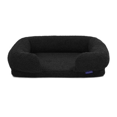Charlie's Teddy Fleece Memory Foam Sofa Pet Bed with Bolster Charcoal 1