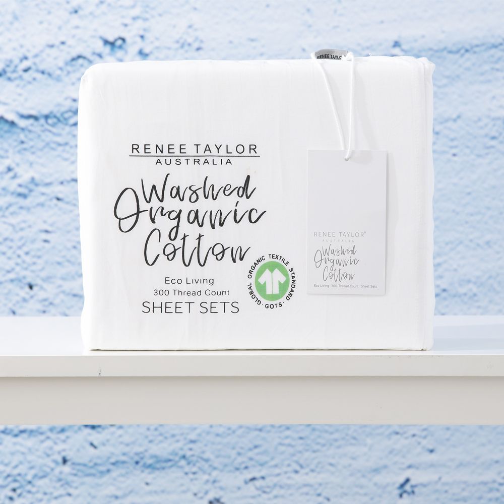 Renee Taylor 300 Thread Count 100% Organic Cotton Sheet Set Packaging