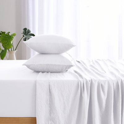 Dreamaker Superfine Washed Microfibre Sheet Set White 1