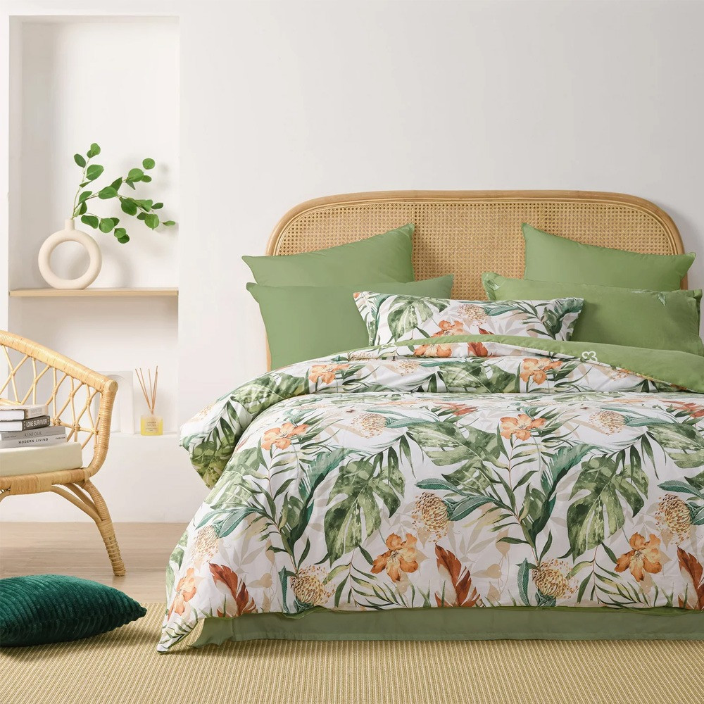 Dreamaker Isla 100% Cotton Reversible Quilt Cover Set