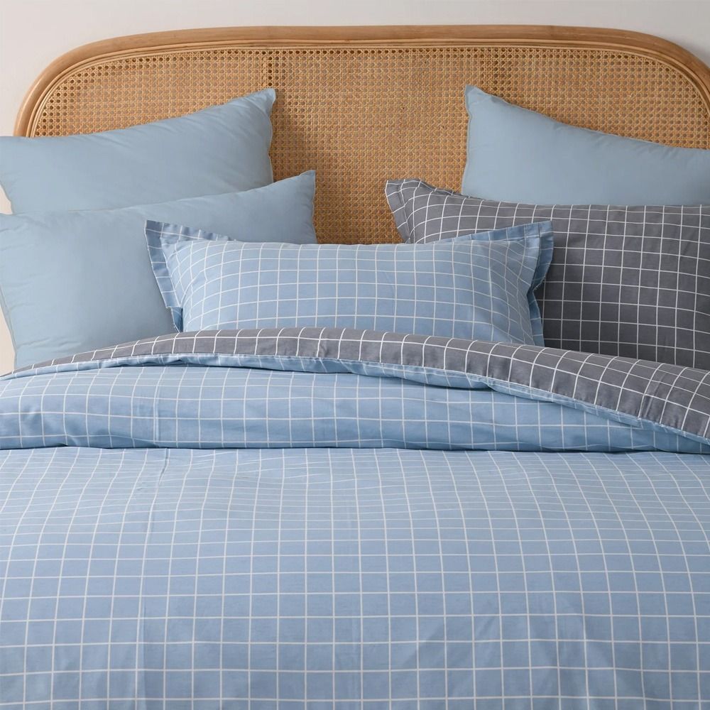 Dreamaker Luca 100% Cotton Reversible Quilt Cover Set Single Bed
