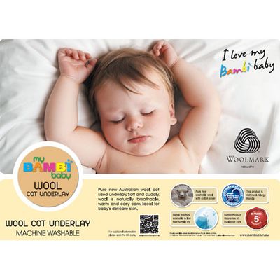 Bambi Baby Wool Cot Underlay Packaging Lifestyle