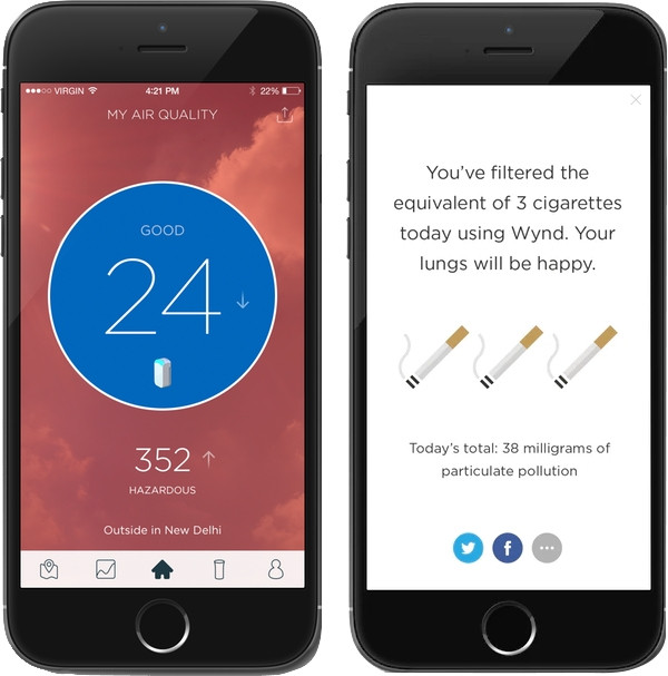 Wynd Smart Personal Air Purifier App