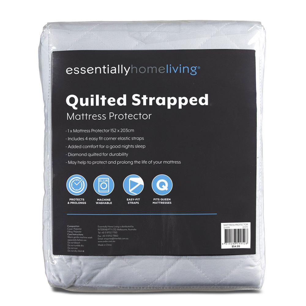 Essentially Home Living Quilted Strapped Mattress Protector Packaging