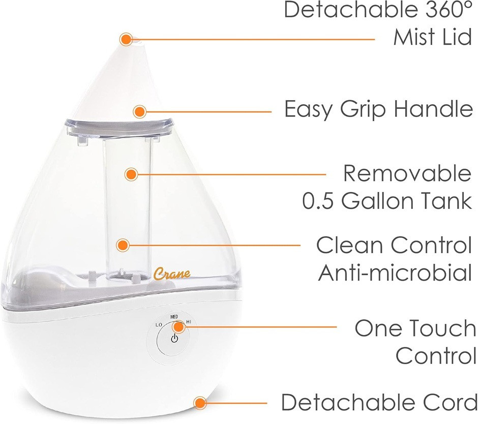 Crane Droplet Clear Cool Mist Humidifier Lifestyle