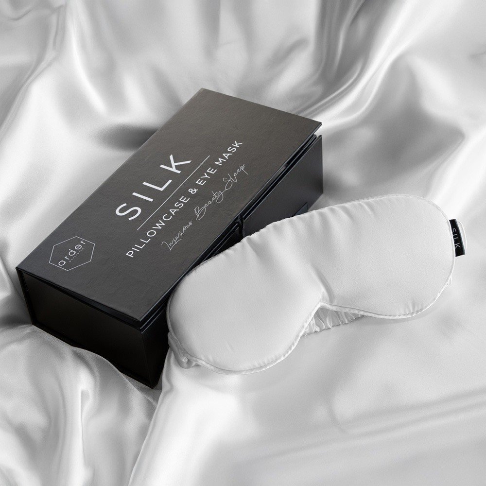 Ardor Home White Mulberry Silk Pillowcase and Sleep Mask Set