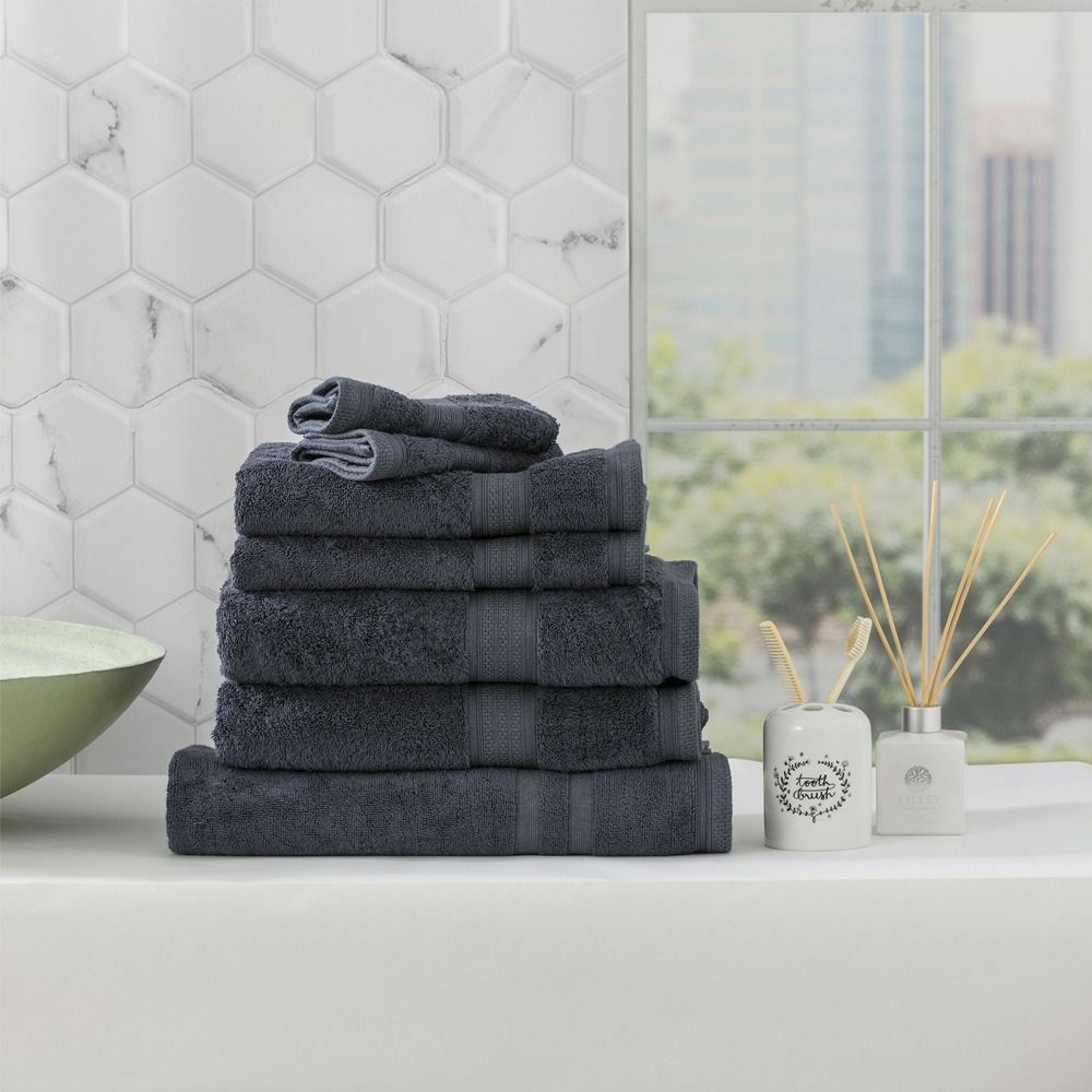 Renee Taylor Stella Super Soft Bamboo Cotton Bath Towels Indigo