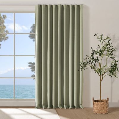 Cadence and Co. Bennett Faux Linen S-Fold Curtain Moss