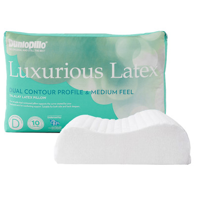 Dunlopillo Luxurious Latex Pillow Contour Dual Profile and Medium Feel Base Image New