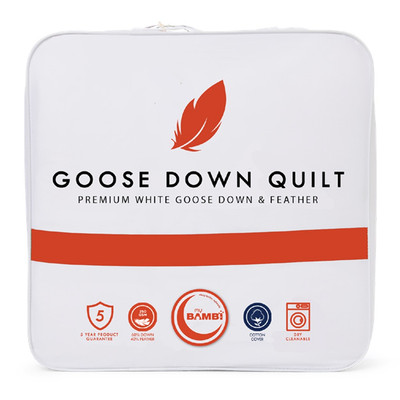 Bambi 250 GSM White Goose Down & Feather Quilt