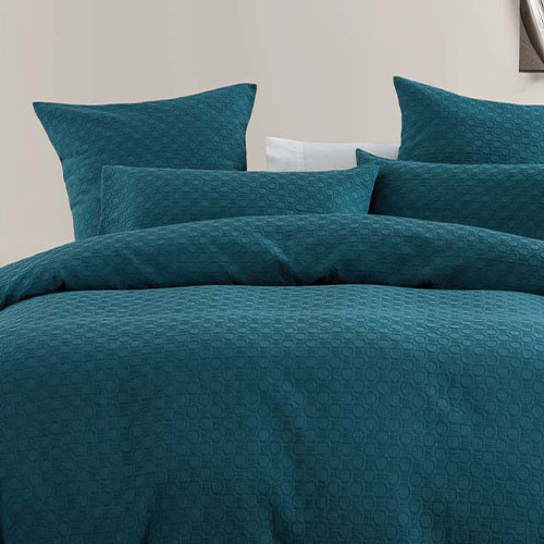 Bambury Luna Jacquard Reversible Quilt Cover Set Teal