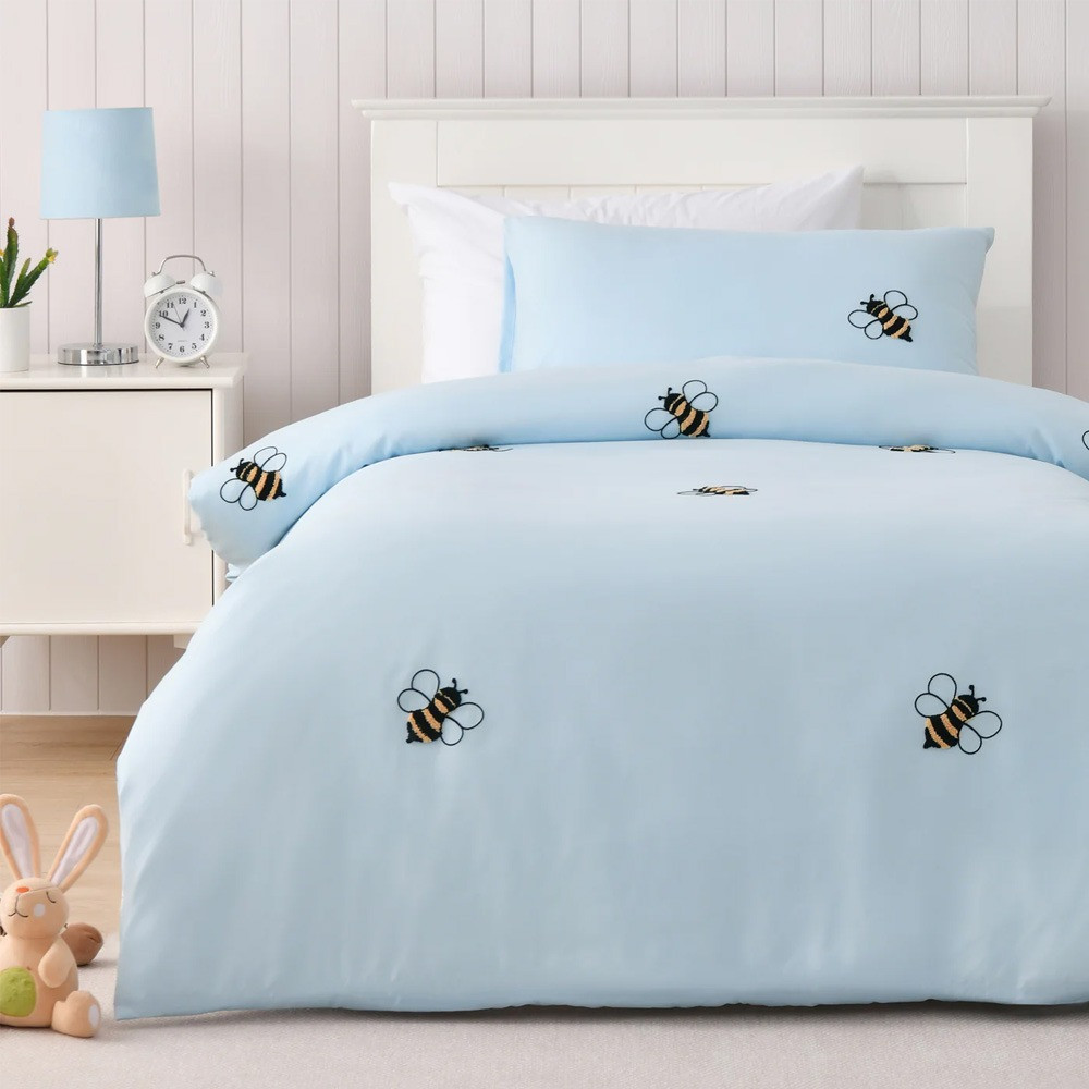 Jack & Ava Bumbly the Bee Embroidered Kids Quilt Cover Set