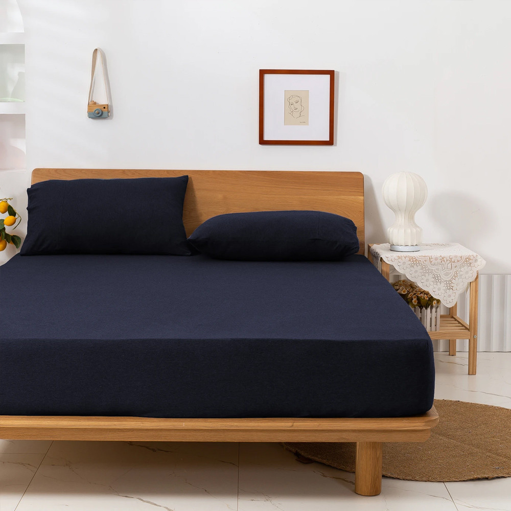 Dreamaker Cotton Jersey Fitted Sheet Navy