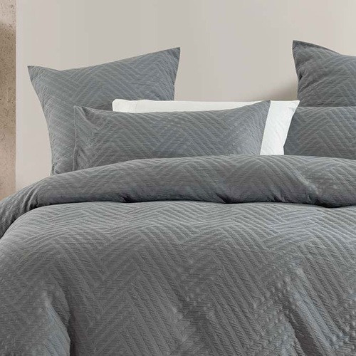 Bambury Panama Jacquard Quilt Cover Set Steel