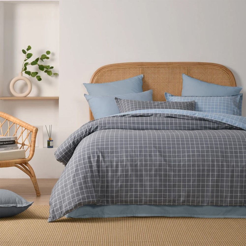 Dreamaker Luca 100% Cotton Reversible Quilt Cover Set Single Bed
