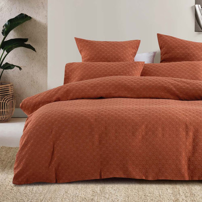 Bambury Luna Jacquard Reversible Quilt Cover Set Rust