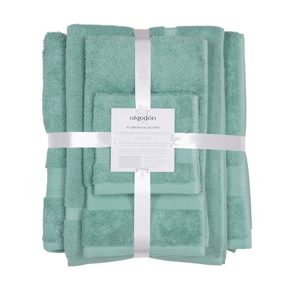 Algodon St Regis 5 Piece Cotton Bath Towel Set Marine