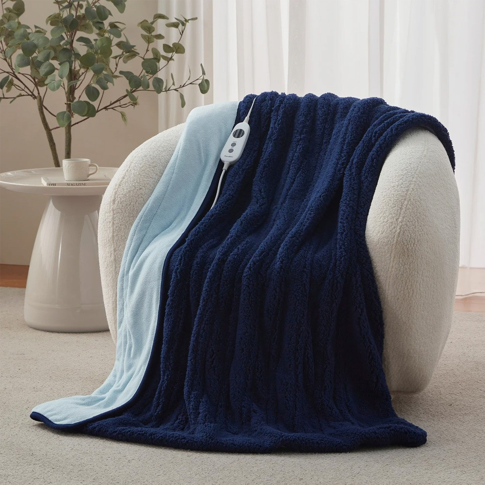 Dreamaker Eve Reversible Sherpa & Coral Fleece Heated Throw Lifestyle