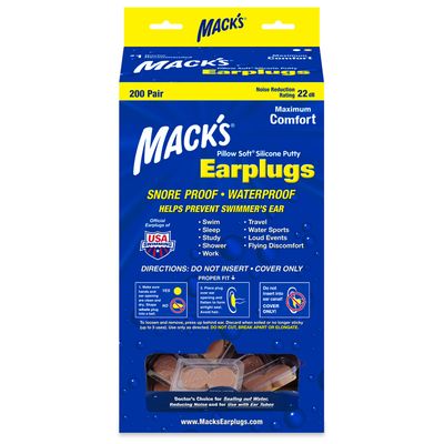 Mack's Mouldable Pillow Soft Beige Silicone EarPlugs Bulk 200 Pairs