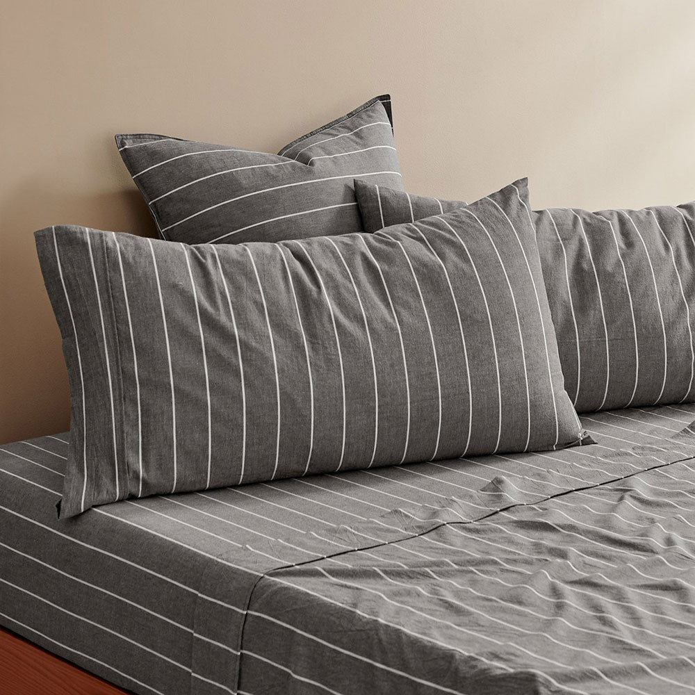 Dreamaker Rumi Washed Yarn Dyed Cotton King Pillowcase Twin Pack
