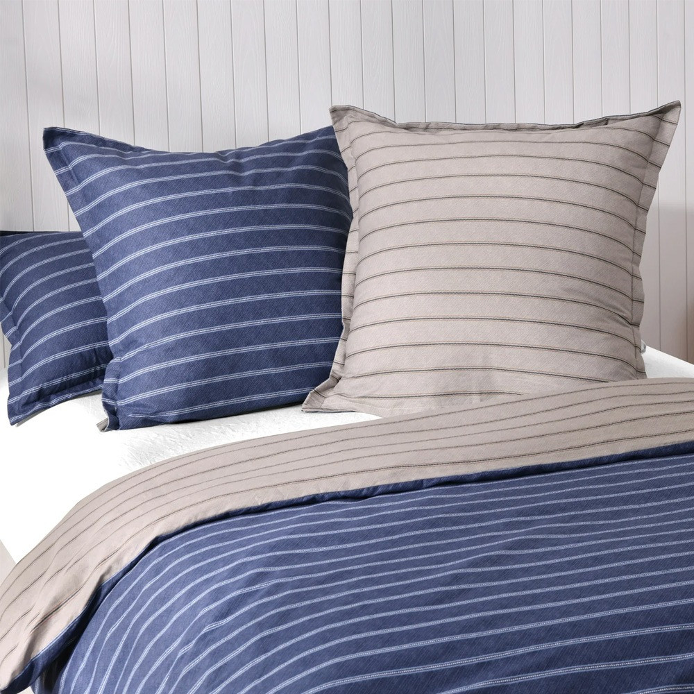Dreamaker Amalfi Stripe 100% Cotton Reversible Twin Pack European Pillowcase