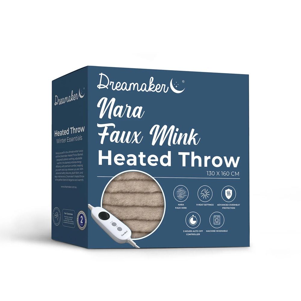 Dreamaker Nara Faux Fur Mink Heated Throw