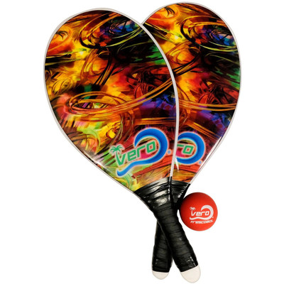 Vero Frescobol Orange Burst Paddleball Racquet Set