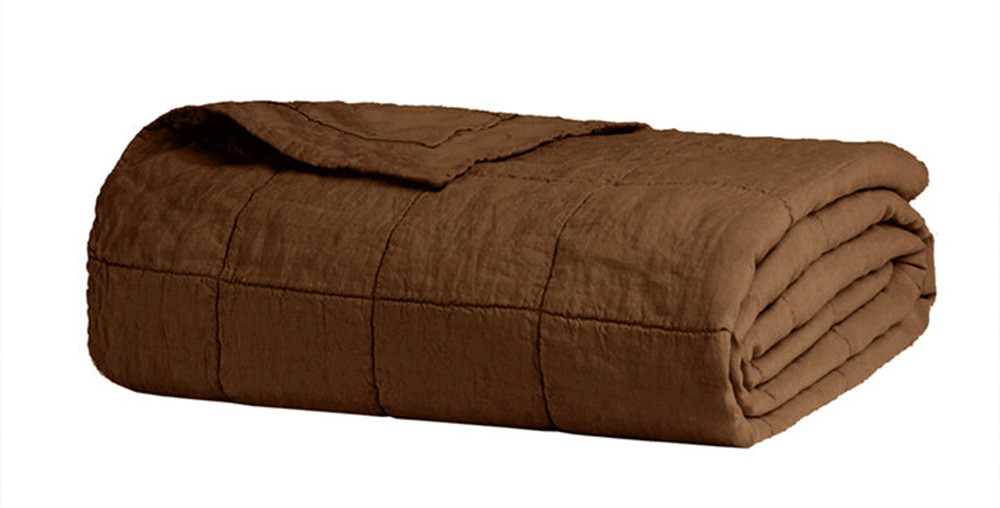 Bambury French Flax Linen Quilted Coverlet Hazel