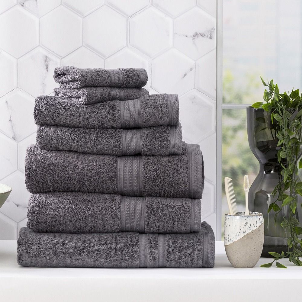 Renee Taylor Stella Super Soft Bamboo Cotton Bath Towels Charcoal