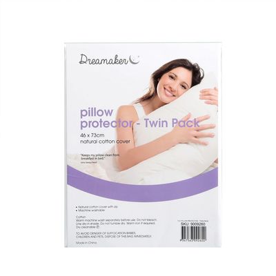 Dreamaker 100% Cotton Standard Twin Pack Pillow Protector