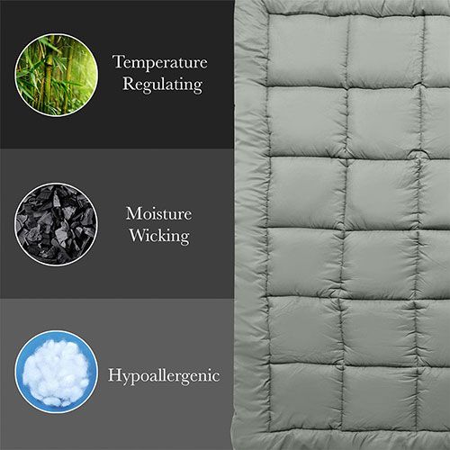 Luxury 800 GSM Bamboo Charcoal Blend Mattress Topper Features